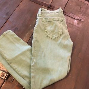 True Religion green jeans sz 30 25” inseam